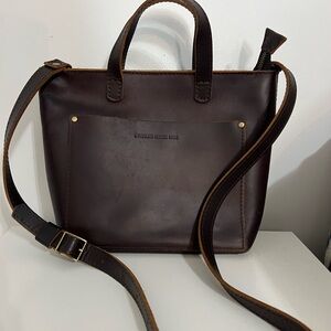 Dark Brown Portland Leather Crossbody Small Tote